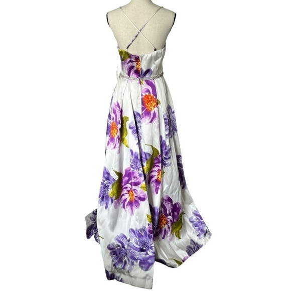 NWT B. DARLIN FULL LENGTH FLORAL FORMAL SPAGHETTI STRAP GOWN WOMENS/JR SZ: 3/4 - Picture 2 of 15